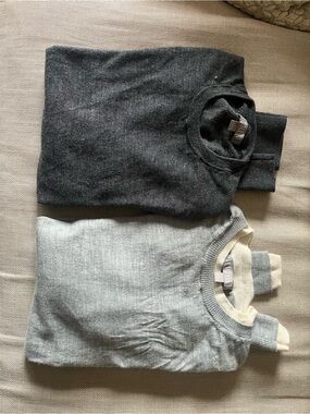 J. Crew lightweight lot 2 Gray Sweater and one with Cream Trim